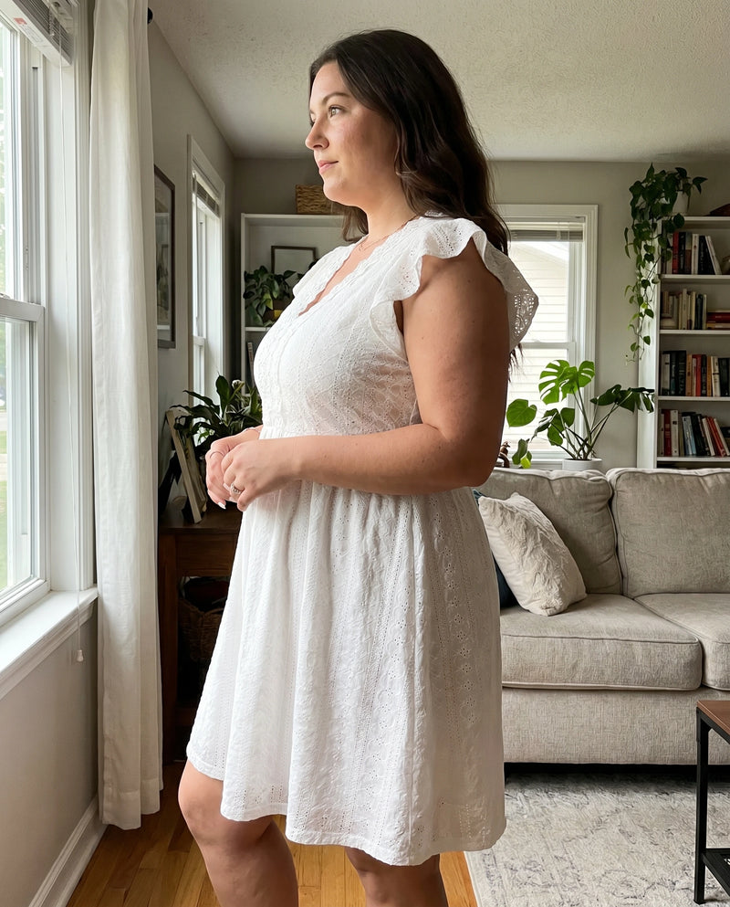 Side view of The Eyelet Sundress