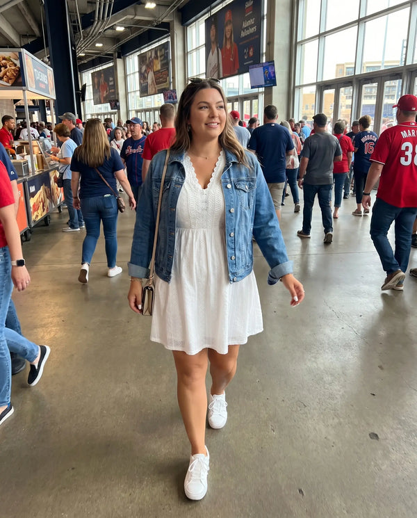 Game day: sneakers and a jean jacket
